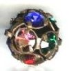 1 12mm Round Antique Copper with Multi Jewel Tone Rhinestones